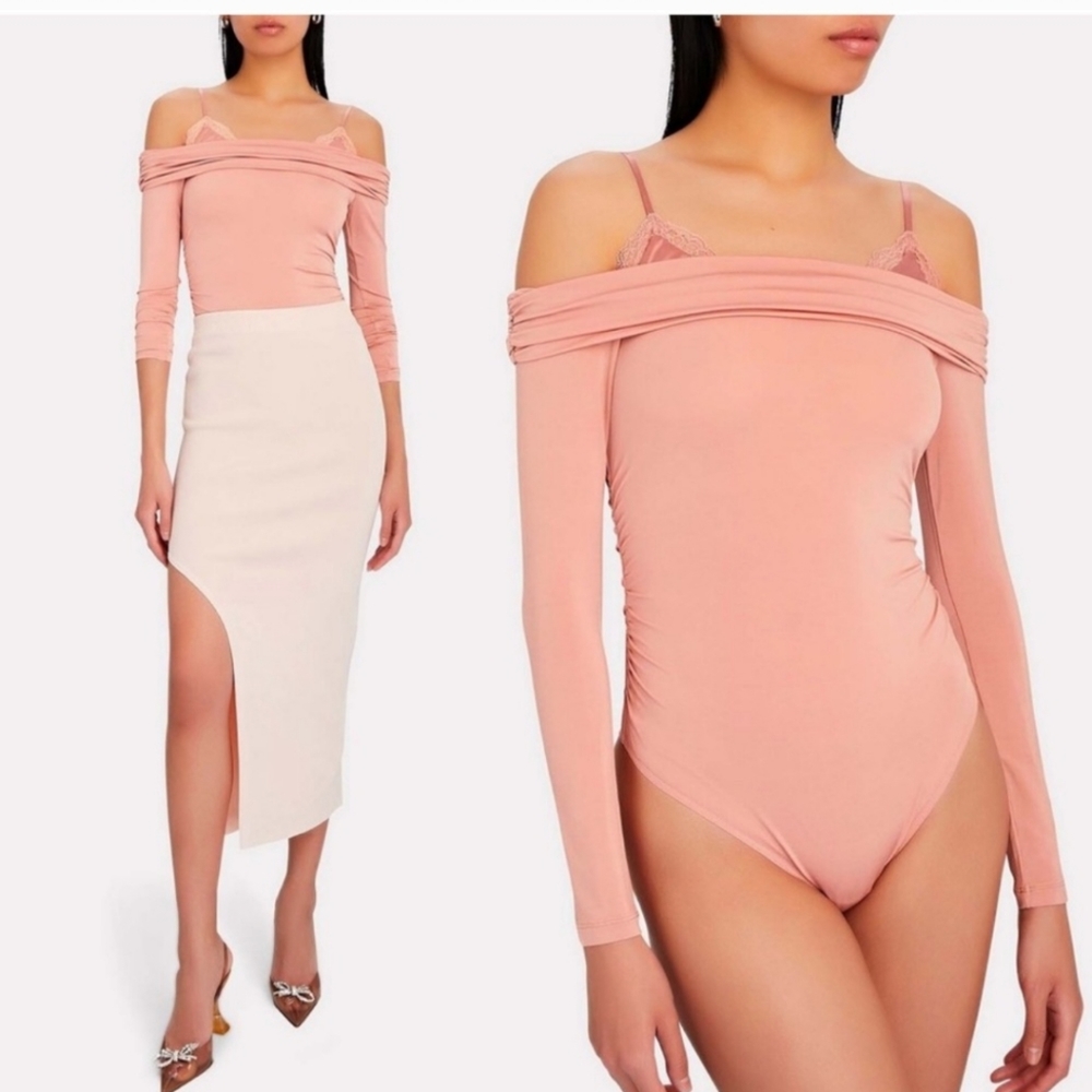 NWT Jonathan Simkhai Night Night Off Shoulder Long Sleeve Bodysuit